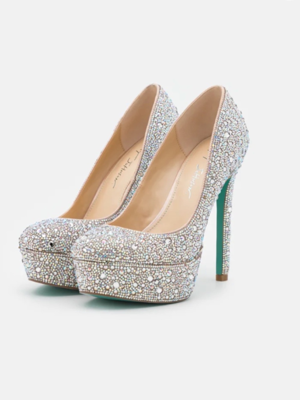 NEW Blue by Betsey Johnson SB-BLISS Crystal Rhinestone Platform Pumps Size 8
